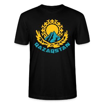 Qazaqstan Cadeau République Kazakhs Kazakh - T-shirt bio CRAFTER Stanley Stella Unisexe - noir - Devant - Alina (178cm) & Michal (187cm)