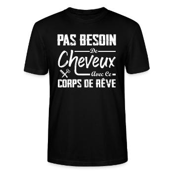 Pas besoin de cheveux avec ce corps de rêve - T-shirt bio CRAFTER Stanley Stella Unisexe - noir - Devant - Alina (178cm) & Michal (187cm)