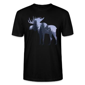 Zweden Elanden in het bos - Stanley/Stella Uniseks bio-T-shirt CRAFTER - zwart - Voor - Alina (178cm) & Michal (187cm)