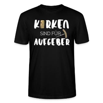Korken sind für Aufgeber - Stanley/Stella Unisex Bio-T-Shirt CRAFTER - Schwarz - Vorne - Alina (178cm) & Michal (187cm)