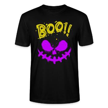 Halloween Scary Face, Boo - T-shirt bio CRAFTER Stanley Stella Unisexe - noir - Devant - Alina (178cm) & Michal (187cm)