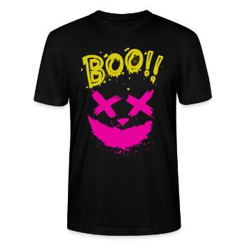 Halloween Scary Face, Boo - T-shirt bio CRAFTER Stanley Stella Unisexe - noir - Devant - Alina (178cm) & Michal (187cm)