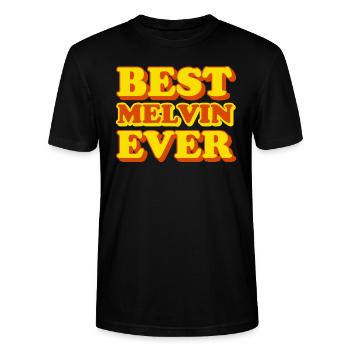 Melvin First Name Funny Gift - Stanley/Stella CRAFTER Unisex Organic T-Shirt - black - Front - Alina (178cm) & Michal (187cm)