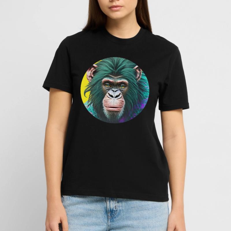 Neon Ape: Synthwave Evolution (Circle) Stanley/Stella CRAFTER Unisex Organic T-Shirt