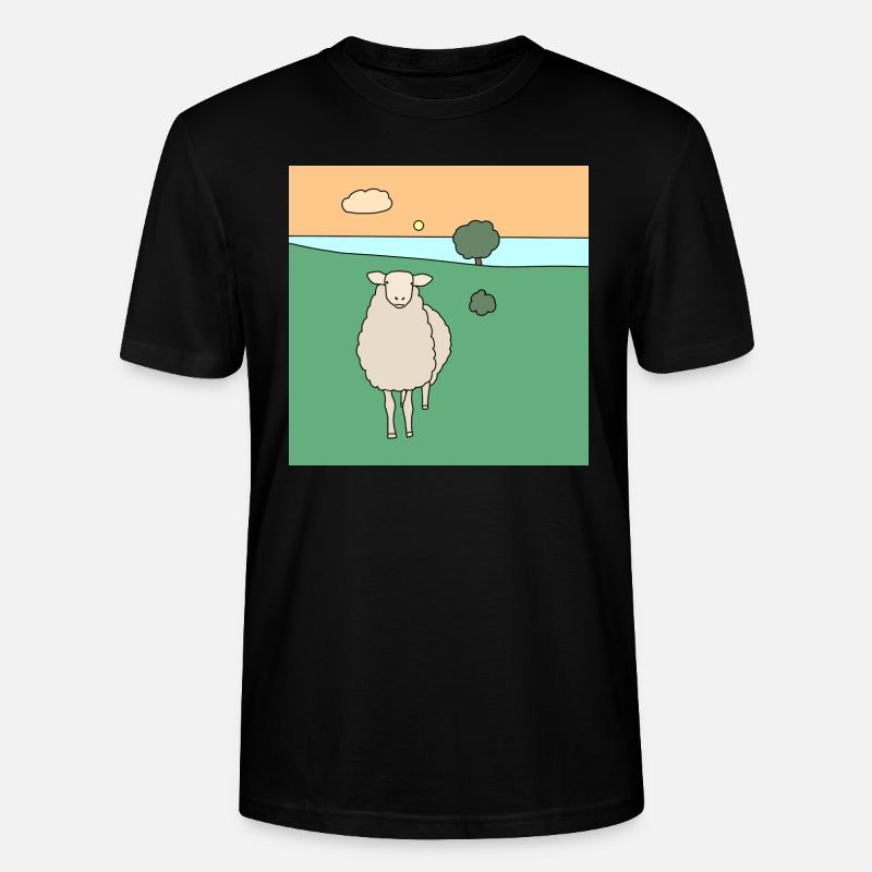 Schaf auf einer Wiese - Stanley/Stella Unisex Bio-T-Shirt CRAFTER - Schwarz
