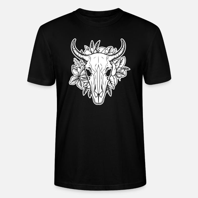 Kuh Schädel Boho - Stanley/Stella Unisex Bio-T-Shirt CRAFTER - Schwarz