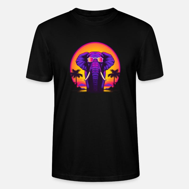 Synthwave Elephant African Sunset - Stanley/Stella Unisex Bio-T-Shirt CRAFTER - Schwarz