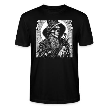 Doctor plague with roses - Stanley/Stella CRAFTER Unisex Organic T-Shirt - black - Front - Alina (178cm) & Michal (187cm)