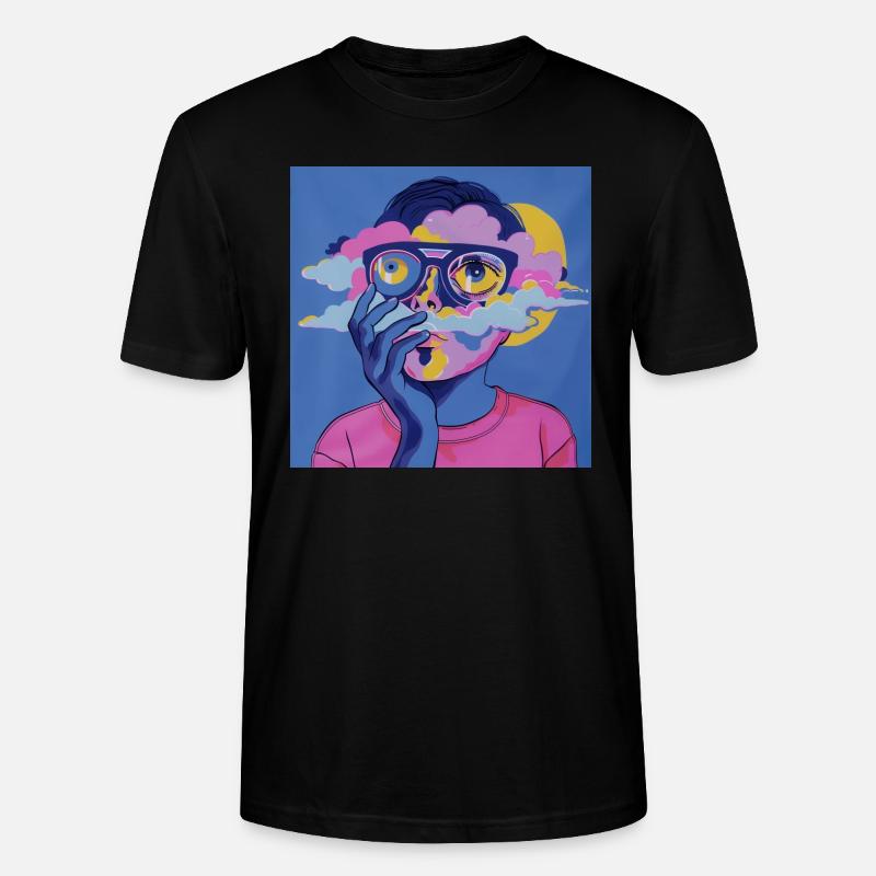 Psychedelisches Gesicht - Stanley/Stella Unisex Bio-T-Shirt CRAFTER - Schwarz