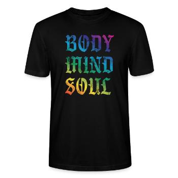 Body Mind Soul - Stanley/Stella CRAFTER Unisex Organic T-Shirt - black - Front - Alina (178cm) & Michal (187cm)
