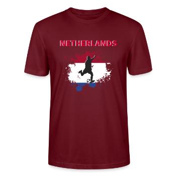 Pays-Bas Football 2022 supporter Netherlands foot - T-shirt bio CRAFTER Stanley Stella Unisexe - bordeaux - Devant - Alina (178cm) & Michal (187cm)