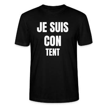 Je suis con tent - T-shirt bio CRAFTER Stanley Stella Unisexe - noir - Devant - Alina (178cm) & Michal (187cm)