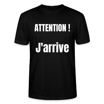 Attention ! j'arrive - T-shirt bio CRAFTER Stanley Stella Unisexe - noir - Devant - Alina (178cm) & Michal (187cm)