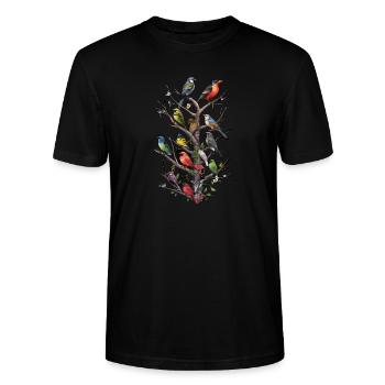 Observation des oiseaux Observateurs d’oiseaux Oiseaux - T-shirt bio CRAFTER Stanley Stella Unisexe - noir - Devant - Alina (178cm) & Michal (187cm)