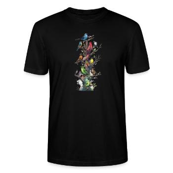 Observation des oiseaux Observateurs d’oiseaux Oiseaux - T-shirt bio CRAFTER Stanley Stella Unisexe - noir - Devant - Alina (178cm) & Michal (187cm)
