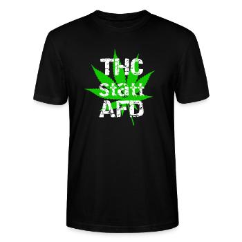 THC Statt AFD Cannabis Politik - Stanley/Stella Unisex Bio-T-Shirt CRAFTER - Schwarz - Vorne - Alina (178cm) & Michal (187cm)