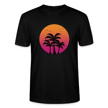 Palm trees Hawaii - Stanley/Stella CRAFTER Unisex Organic T-Shirt - black - Front - Alina (178cm) & Michal (187cm)