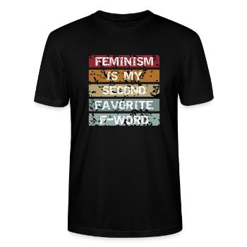 Feminism grl vintage - Stanley/Stella CRAFTER Unisex Organic T-Shirt - black - Front - Alina (178cm) & Michal (187cm)