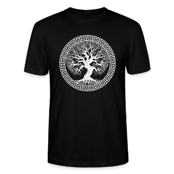 Vikings Yggdrasil Irminsul - T-shirt bio CRAFTER Stanley Stella Unisexe - noir - Devant - Alina (178cm) & Michal (187cm)