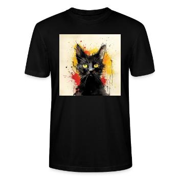 Distressed Grungy Punky Graffiti Cat IX - Stanley/Stella CRAFTER Unisex Organic T-Shirt - black - Front - Alina (178cm) & Michal (187cm)