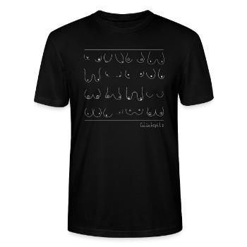 Glückspilz - Brüste Ausstellung, Rahmen, weiß - Stanley/Stella Unisex Bio-T-Shirt CRAFTER - Schwarz - Vorne - Alina (178cm) & Michal (187cm)