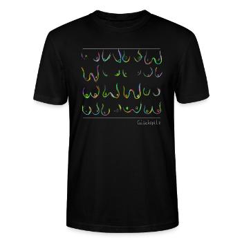 Glückspilz - Brüste Ausstellung, Rahmen,neon, weiß - Stanley/Stella Unisex Bio-T-Shirt CRAFTER - Schwarz - Vorne - Alina (178cm) & Michal (187cm)