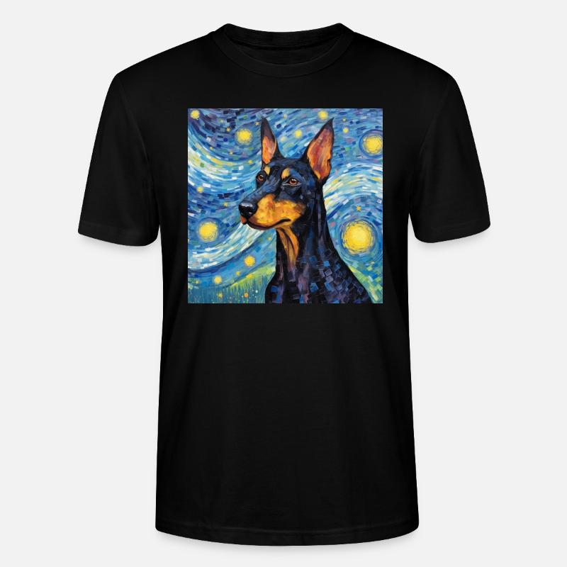Dobermann Sternennacht - Stanley/Stella Unisex Bio-T-Shirt CRAFTER - Schwarz