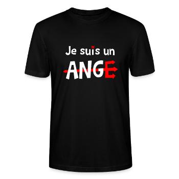 JE SUIS UN ANGE ! - T-shirt bio CRAFTER Stanley Stella Unisexe - noir - Devant - Alina (178cm) & Michal (187cm)