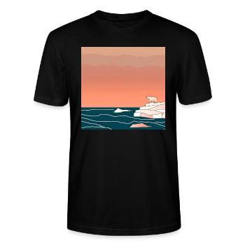 Bedrohte Tiere, Eisbär-Illustration, Erderwärmung - Stanley/Stella Unisex Bio-T-Shirt CRAFTER - Schwarz - Vorne - Alina (178cm) & Michal (187cm)