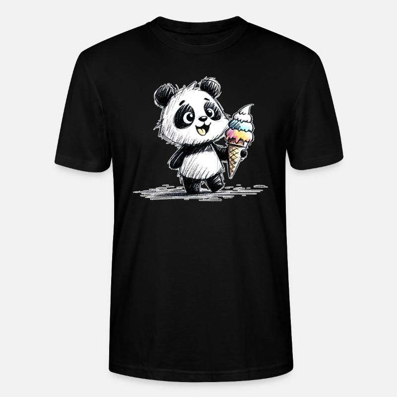 Panda mit Eis - Stanley/Stella Unisex Bio-T-Shirt CRAFTER - Schwarz