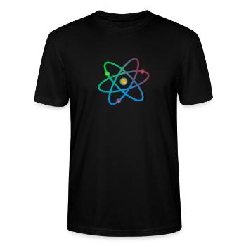 Colorful Atom Neutron Electron - Stanley/Stella CRAFTER Unisex Organic T-Shirt - black - Front - Alina (178cm) & Michal (187cm)
