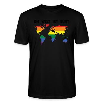 Welt ist bunt LGBT Spruch Geschenk Pride Rechte - Stanley/Stella Unisex Bio-T-Shirt CRAFTER - Schwarz - Vorne - Alina (178cm) & Michal (187cm)