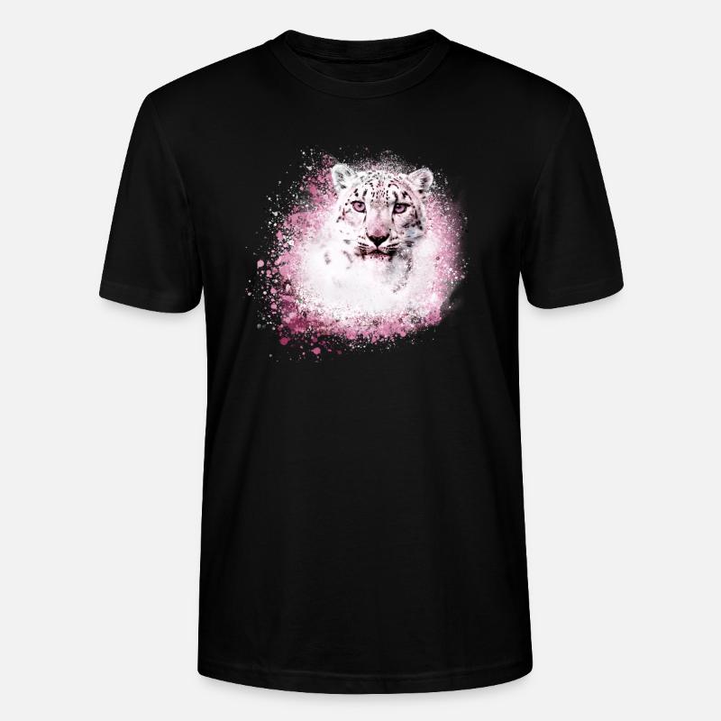 snow leopard,cat,leopard,white,wildcat - Stanley/Stella CRAFTER Unisex Organic T-Shirt - black