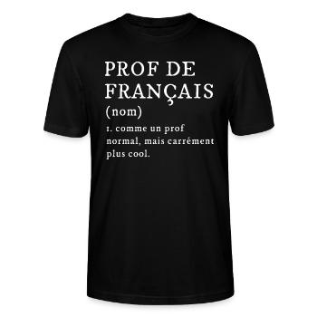 Prof De Français Cool Humour Fête - T-shirt bio CRAFTER Stanley Stella Unisexe - noir - Devant - Alina (178cm) & Michal (187cm)