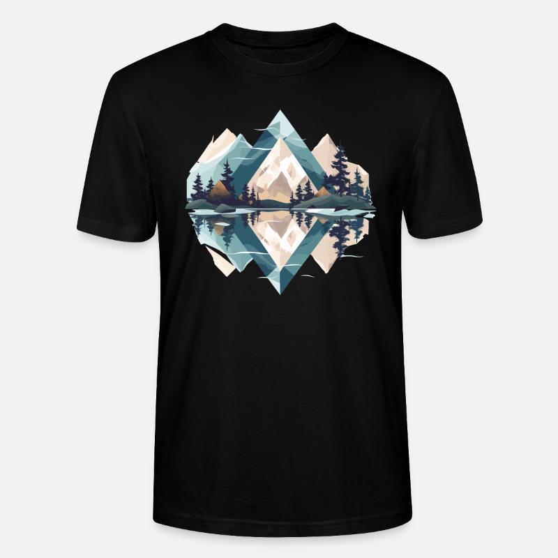 Minimalistische Berge - Stanley/Stella Unisex Bio-T-Shirt CRAFTER - Schwarz