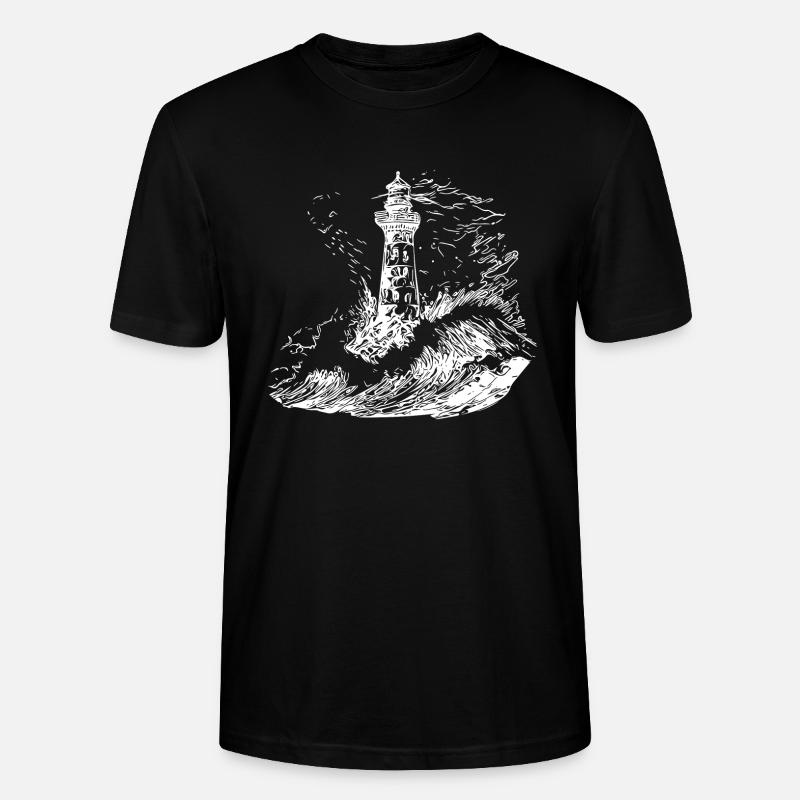 Phare avec balise dans une mer orageuse - T-shirt bio CRAFTER Stanley Stella Unisexe - noir