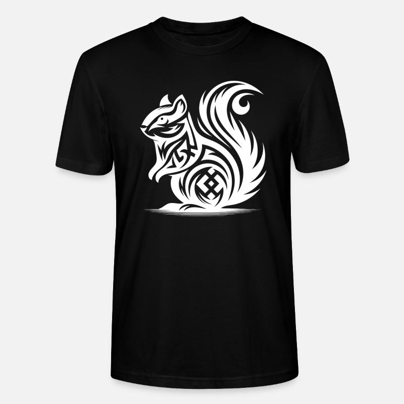 Niedliches Eichhörnchen in Tattoo Style - Stanley/Stella Unisex Bio-T-Shirt CRAFTER - Schwarz