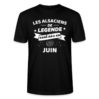les alsaciens de legende nés en juin - T-shirt bio CRAFTER Stanley Stella Unisexe - noir - Devant - Alina (178cm) & Michal (187cm)