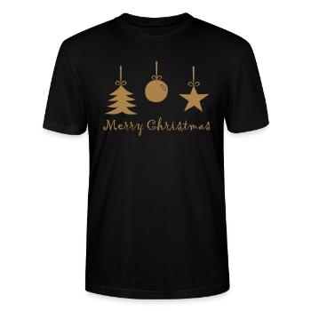 Christmasdecoration gold - Stanley/Stella Unisex Bio-T-Shirt CRAFTER - Schwarz - Vorne - Alina (178cm) & Michal (187cm)