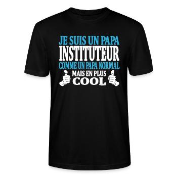 Je suis un papa instituteur - T-shirt bio CRAFTER Stanley Stella Unisexe - noir - Devant - Alina (178cm) & Michal (187cm)