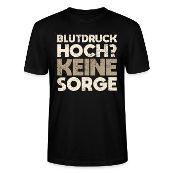 Blutdruck Hoch? Keine Sorge - Stanley/Stella Unisex Bio-T-Shirt CRAFTER - Schwarz - Vorne - Alina (178cm) & Michal (187cm)