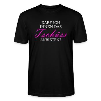 Tschüss anbieten - Stanley/Stella Unisex Bio-T-Shirt CRAFTER - Schwarz - Vorne - Alina (178cm) & Michal (187cm)