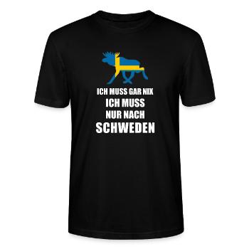 Ich muss nach SCHWEDEN Sverige Elch Geschenk - Stanley/Stella Unisex Bio-T-Shirt CRAFTER - Schwarz - Vorne - Alina (178cm) & Michal (187cm)