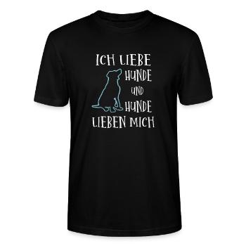 Hundeliebe Hundefreund Geschenk - Stanley/Stella Unisex Bio-T-Shirt CRAFTER - Schwarz - Vorne - Alina (178cm) & Michal (187cm)
