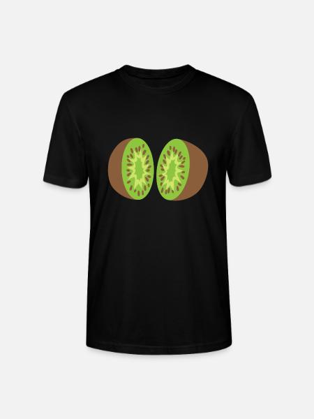 kiwi som delar upp 2 bitar kiwifrukt - Ekologisk T-shirt CRAFTER unisex från Stanley/Stella - svart