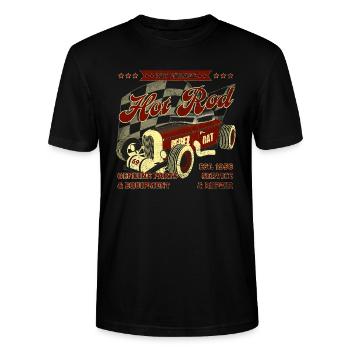 Hot Rod Rat Garage - Stanley/Stella CRAFTER Unisex Organic T-Shirt - black - Front - Alina (178cm) & Michal (187cm)