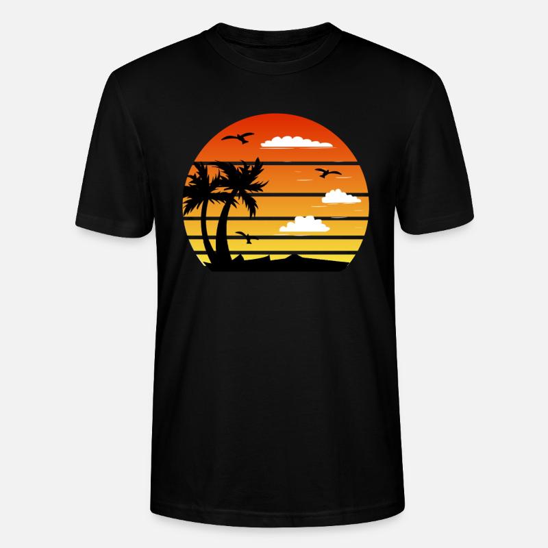 Coucher de Soleil Plage - T-shirt bio CRAFTER Stanley Stella Unisexe - noir