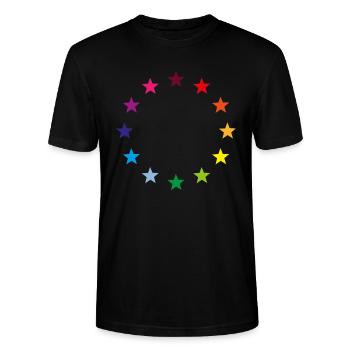 Europa Sterne Brexit LGBT Geschenk Regenbogen Gay - Stanley/Stella Unisex Bio-T-Shirt CRAFTER - Schwarz - Vorne - Alina (178cm) & Michal (187cm)