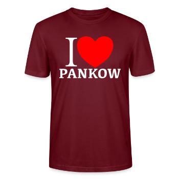 I LOVE PANKOW - Stanley/Stella Unisex Bio-T-Shirt CRAFTER - Burgunderrot - Vorne - Alina (178cm) & Michal (187cm)