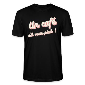 Un café s'il vous plait ! - T-shirt bio CRAFTER Stanley Stella Unisexe - noir - Devant - Alina (178cm) & Michal (187cm)